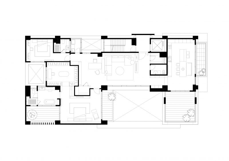 六樓平面圖 Plan；圖面提供：張景堯建築師事務所，高雄家族式集合住宅House O／張景堯建築師事務所