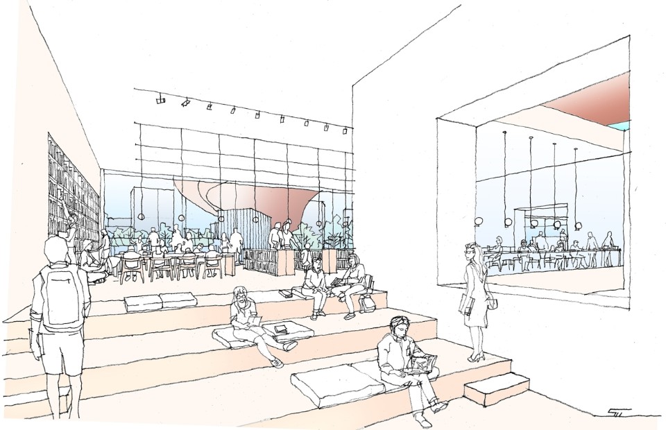 閱覽室 sketch 新竹市圖書館新總館競圖提案 Hsinchu Library Competition／JJPAN 潘冀聯合建築師事務所