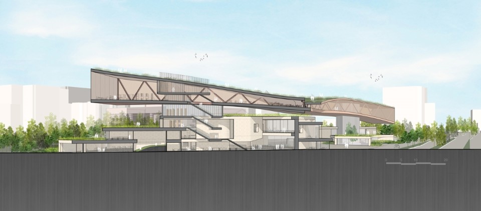 剖面圖 新竹市圖書館新總館競圖提案 Hsinchu Library Competition／JJPAN 潘冀聯合建築師事務所