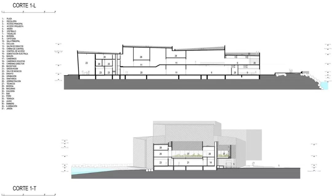 剖面圖 Section 墨西哥博卡音樂廳 Mexico Foro Boca Concert Hall/Rojkind Arquitectos