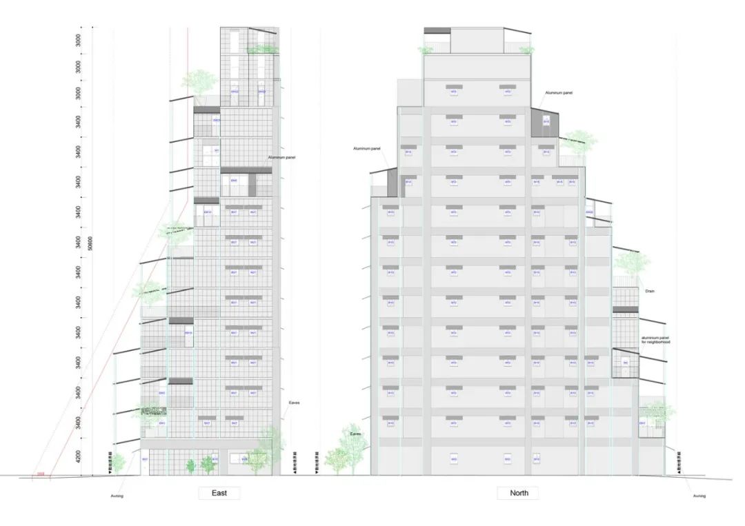 立面圖 Elevation 台北集合住宅 璞園建築富富話合／平田晃久