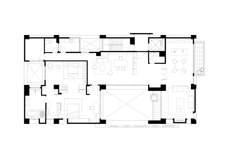 三樓平面圖 Plan；圖面提供：張景堯建築師事務所，高雄家族式集合住宅House O／張景堯建築師事務所