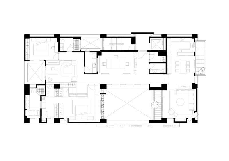 五樓平面圖 Plan；圖面提供：張景堯建築師事務所，高雄家族式集合住宅House O／張景堯建築師事務所