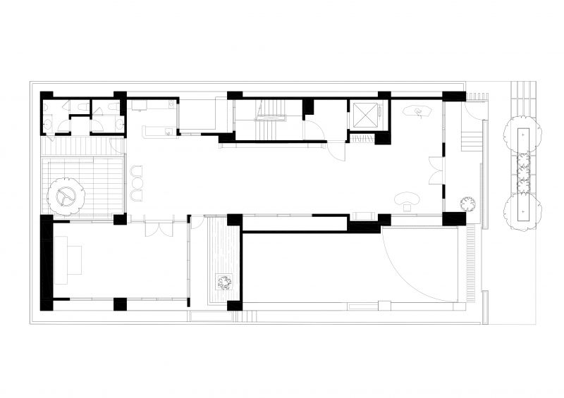 一樓平面圖 Plan；圖面提供：張景堯建築師事務所，高雄家族式集合住宅House O／張景堯建築師事務所