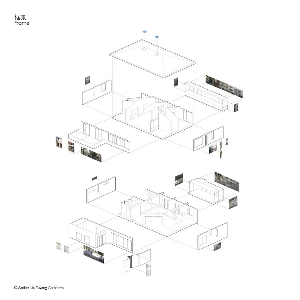 框景分析圖 上海法租界五原路工作室室內設計 Shanghai Office interior design/劉宇揚建築事務所