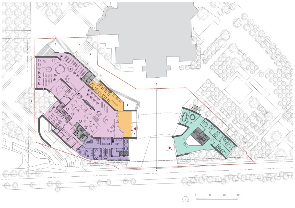 一層平面圖 新竹市圖書館新總館競圖提案 Hsinchu Library Competition/JJPAN 潘冀聯合建築師事務所