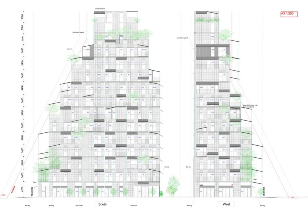 立面圖 Elevation 台北集合住宅 璞園建築富富話合／平田晃久