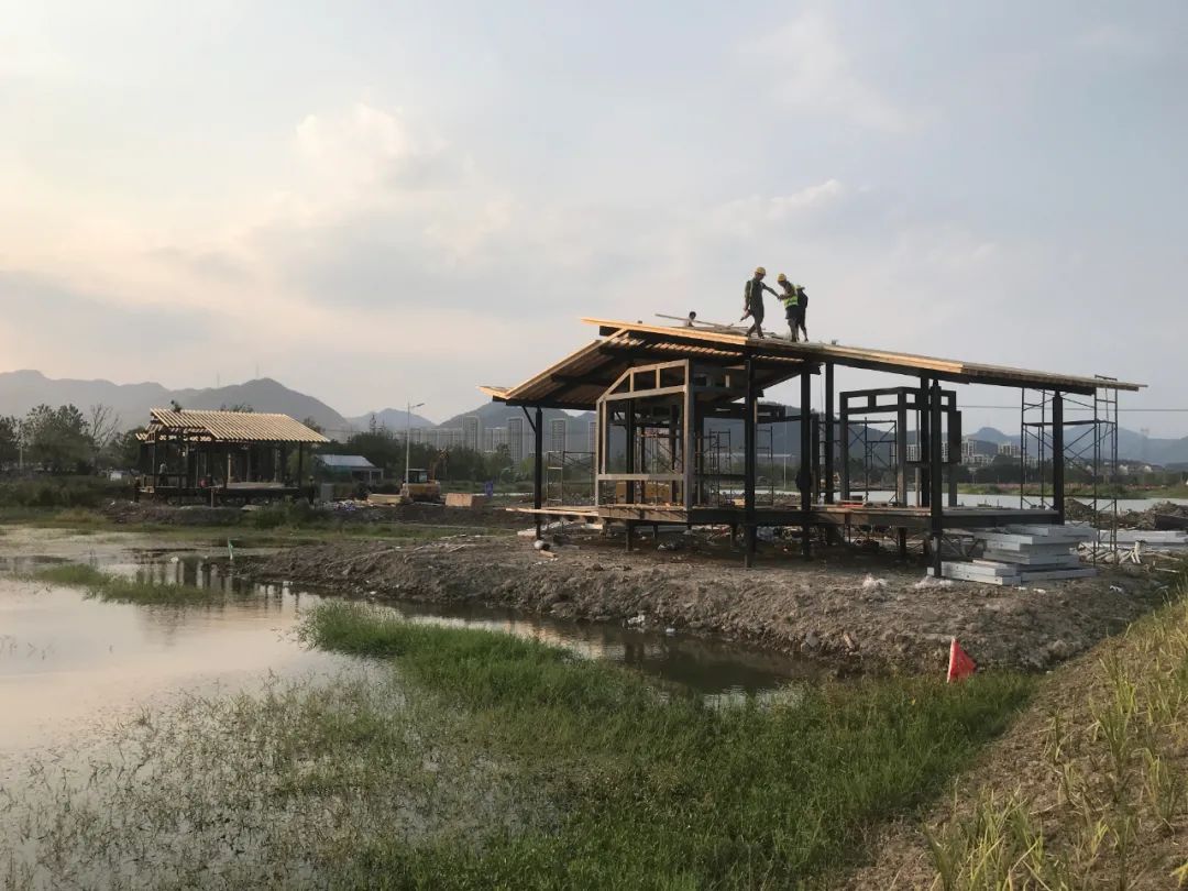 施工過程 construction record©尌林建築 Fuyang Yangbei Lake Wetland Ecological Hotel富陽陽陂湖濕地生態酒店／尌林建築設計事務所