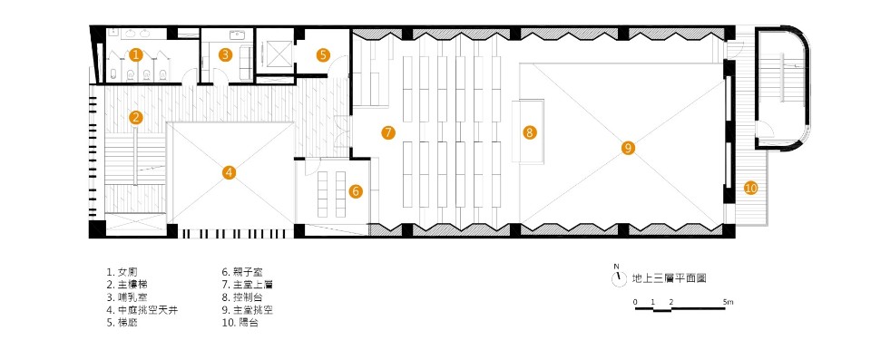 地上三樓平面圖 Plan Taiwan Church Architecture Design 台中教會 豐原行道會／張景堯聯合建築師事務所