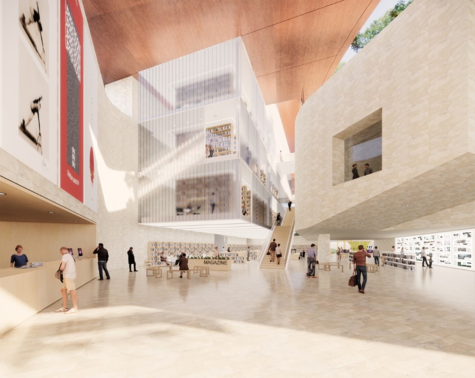 圖書館大廳 新竹市圖書館新總館競圖提案 Hsinchu Library Competition／JJPAN 潘冀聯合建築師事務所