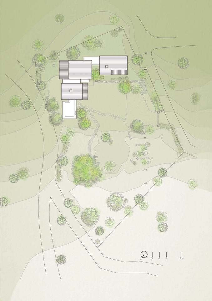 基地配置平面圖，新竹私人住宅 山居·三居／上滕聯合建築師事務所