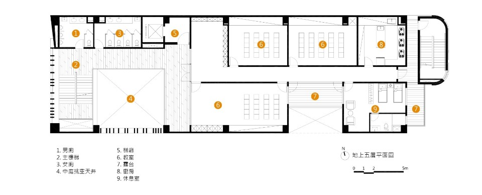 地上五樓平面圖 Plan Taiwan Church Architecture Design 台中教會 豐原行道會／張景堯聯合建築師事務所