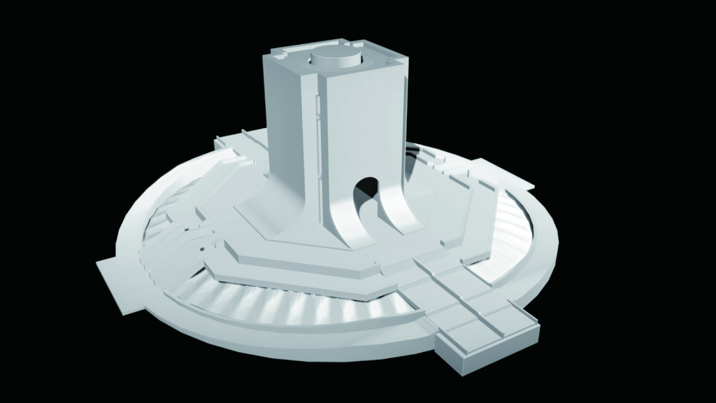 藍銘光建築師團隊提交之中正紀念堂模型(改繪為立體圖)