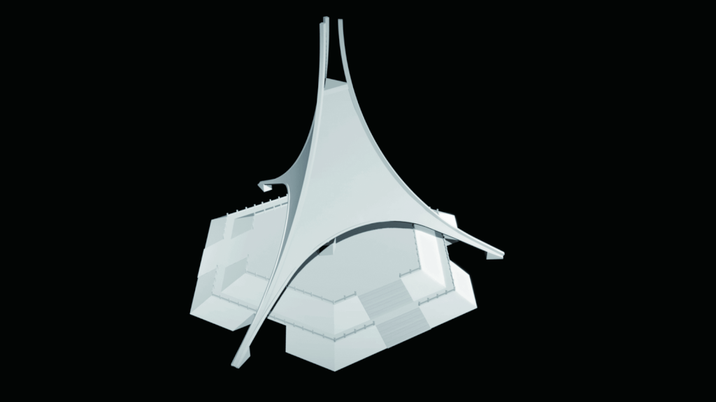 莫晨峯建築師團隊提交之中正紀念堂模型 (改繪為立體圖)