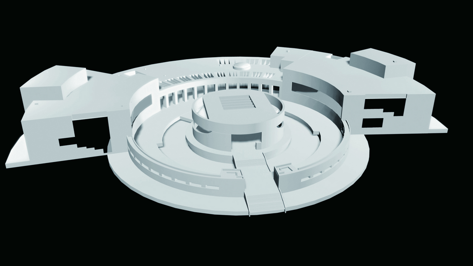 沈祖海建築師團隊提交之中正紀念堂模型(改繪為立體圖)