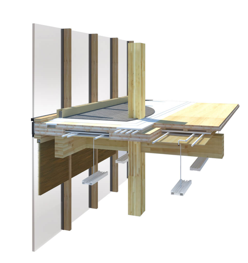 CLT detail section 木構造剖面細部圖，加拿大木材創新設計中心Canada Wood Innovation and Design Centre／Michael Green Architecture