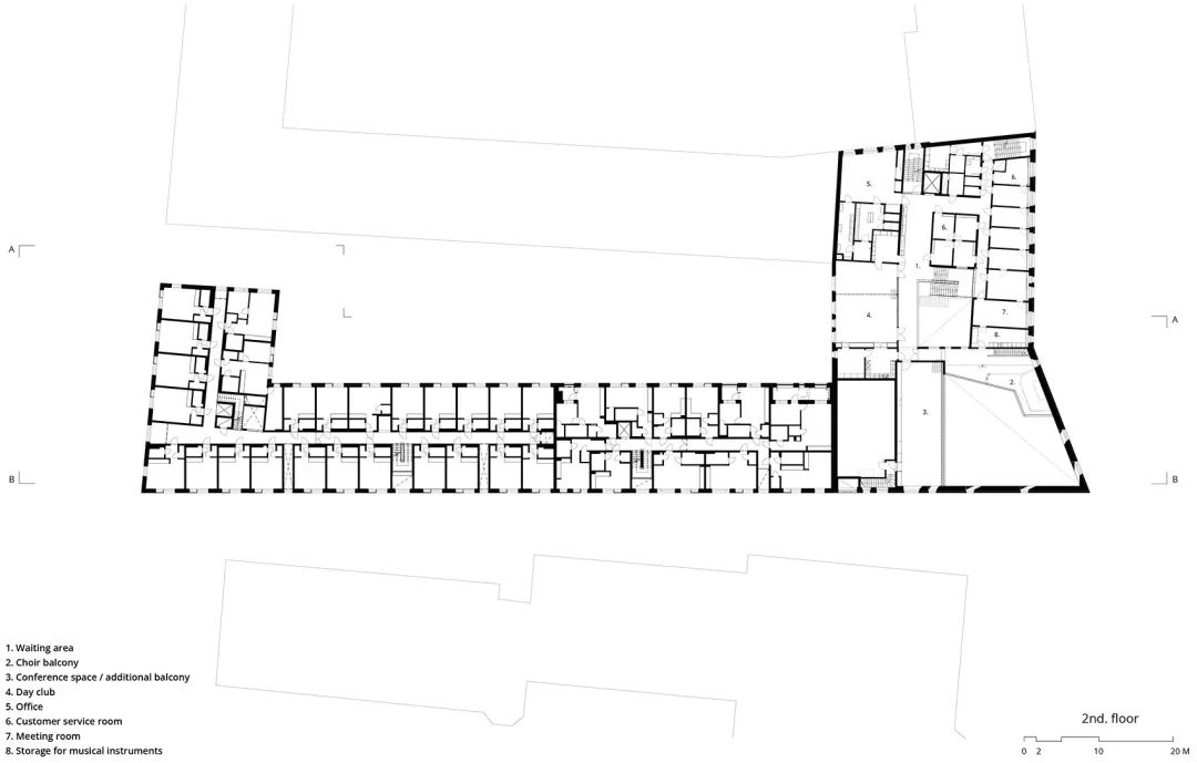 二樓平面圖 Plan 赫爾辛基教堂與集合住宅 Helsinki Tikkurila Church and Housing／OOPEAA