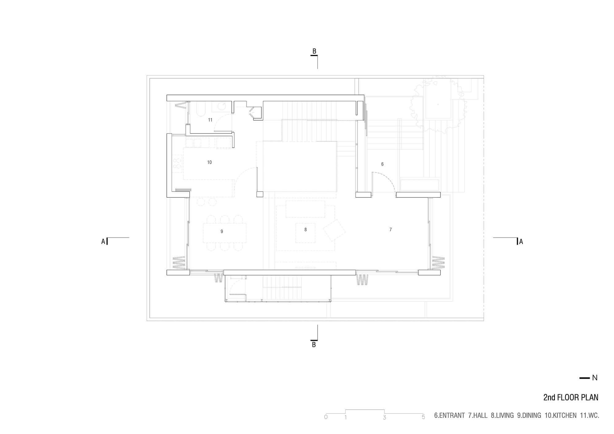 2F平面圖 曼谷叻拋路高磚屋磚造私人住宅 Bangkok Lat Phrao Bricks House／Studio Miti