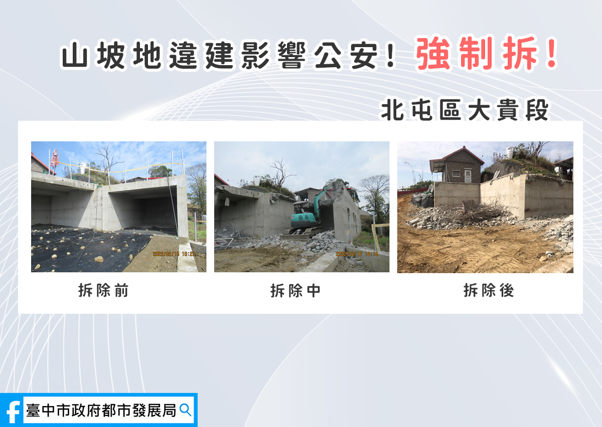 山坡地違建勒令拆除 台中市都發局拆除不手軟