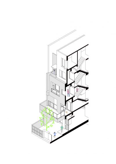 等角透視圖，有木建設枝光院／沈庭增建築師