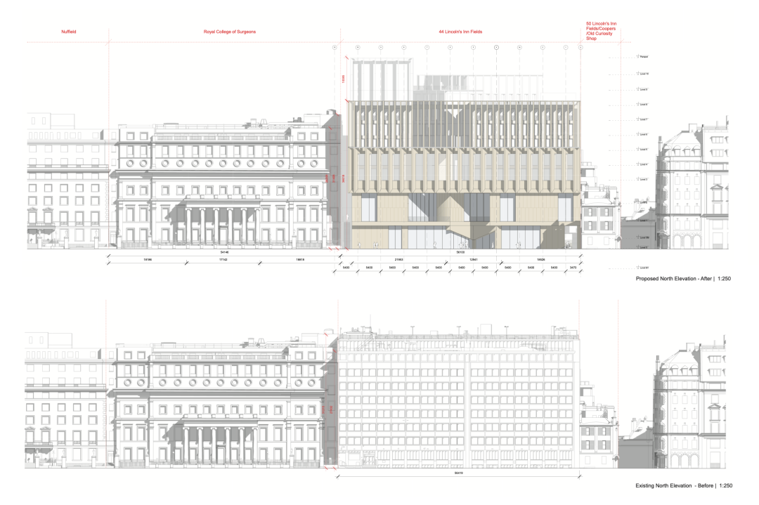 立面比照圖 倫敦政治經濟學院馬歇爾大樓 London School of Economics and Political Science The Marshall Building/Grafton