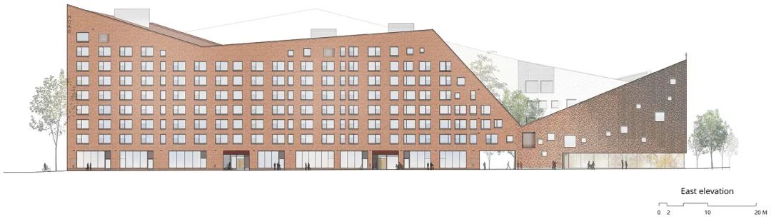 立面圖 Elevation 赫爾辛基教堂與集合住宅 Helsinki Tikkurila Church and Housing／OOPEAA