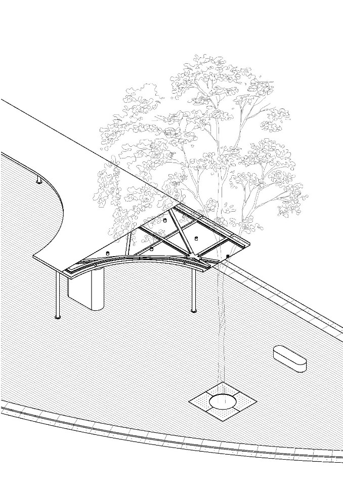 嘉義火車站前廣場雨遮構造等角透視圖
