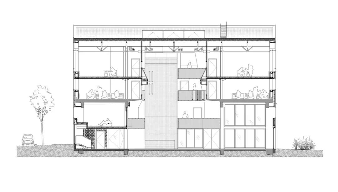 剖面圖 Section 法國南特文化中心改造 Cultural Center Nantes, France Halle 6 EST/Avignon Architecte