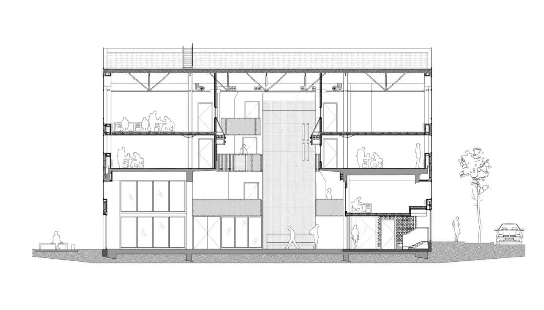剖面圖 Section 法國南特文化中心改造 Cultural Center Nantes, France Halle 6 EST/Avignon Architecte