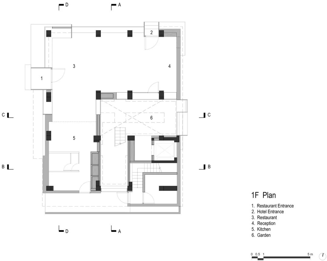 一樓平面圖 Plan 深圳南頭古城有熊酒店 Shenzhen Hotel／如恩設計研究室