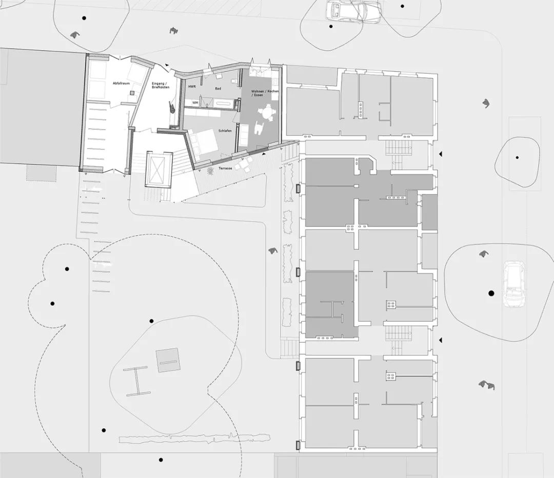 地面層平面圖 Plan Berlin Apartment 柏林集合住宅Eisberg／rundzwei Architekten