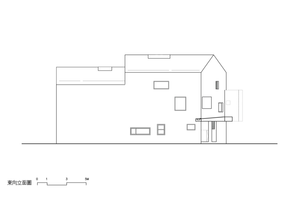 東向立面圖 竹北許宅 私人住宅 Taiwan House／徐純一 i²建築研究室