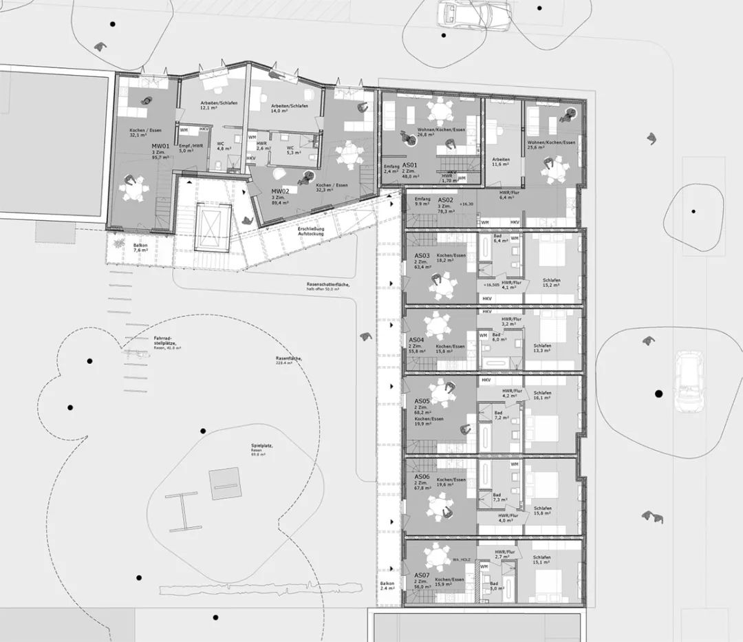 六樓平面圖 Plan Berlin Apartment 柏林集合住宅Eisberg／rundzwei Architekten