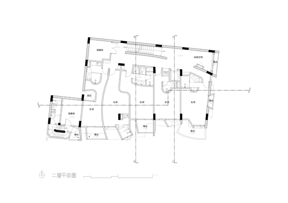 二層平面圖 屏東光現旅宿/徐純一 i²建築研究室