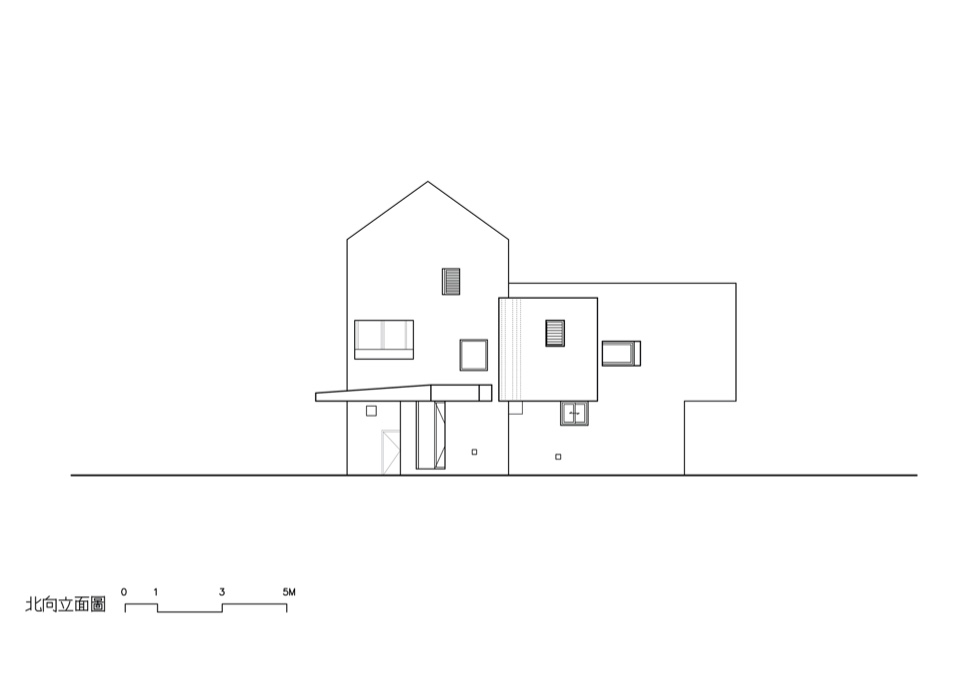 北向立面圖 竹北許宅 私人住宅 Taiwan House／徐純一 i²建築研究室
