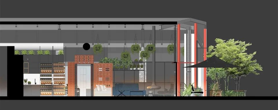吧檯區剖面圖 CCD大中華上海總部辦公室室內設計 Office interior design／CCD香港鄭中設計事務所