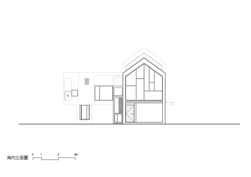 南向立面圖 竹北許宅 私人住宅 Taiwan House／徐純一 i²建築研究室