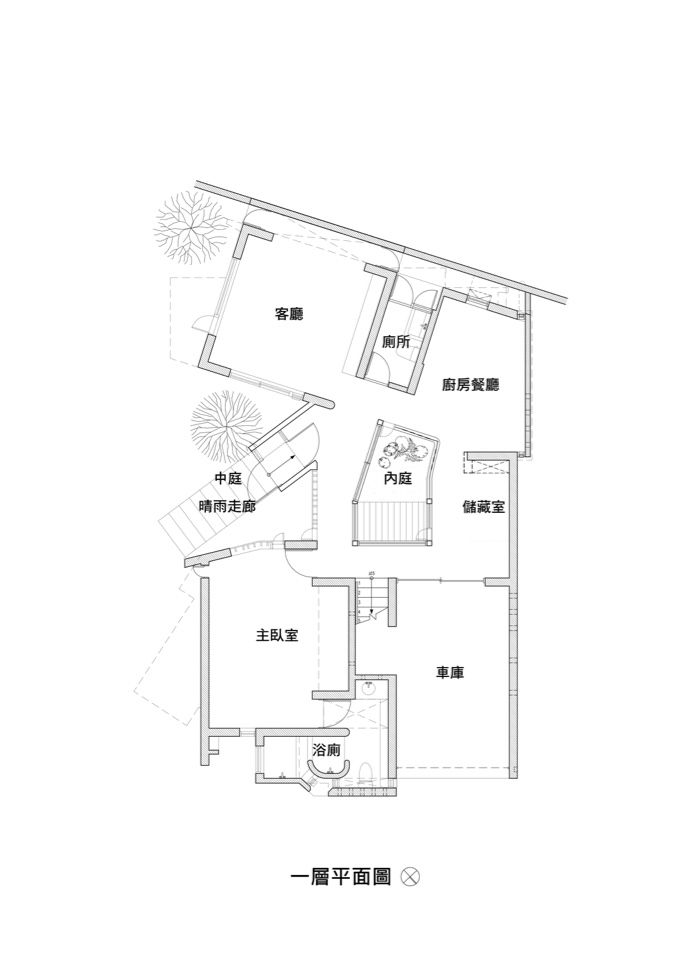 一層平面圖 高雄路竹洪宅-小鐵道屋/徐純一 i²建築研究室