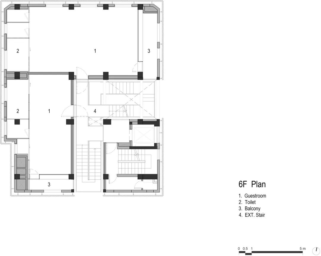 六樓平面圖 Plan 深圳南頭古城有熊酒店 Shenzhen Hotel/如恩設計研究室
