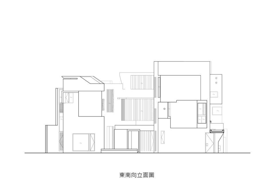 東南向立面圖 高雄路竹洪宅-小鐵道屋／徐純一 i²建築研究室