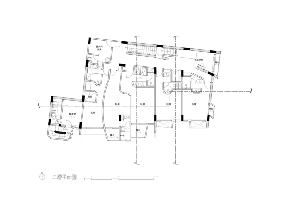 三層平面圖 屏東光現旅宿/徐純一 i²建築研究室