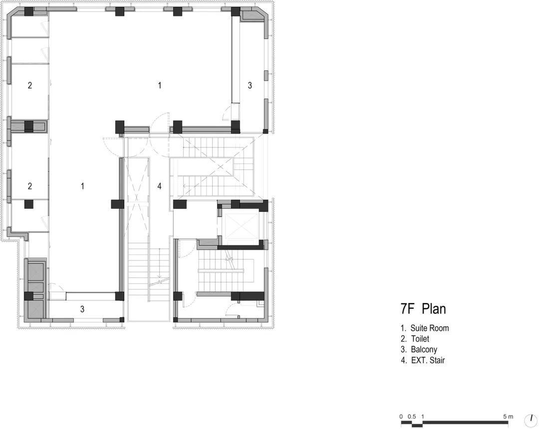 七樓平面圖 Plan 深圳南頭古城有熊酒店 Shenzhen Hotel/如恩設計研究室