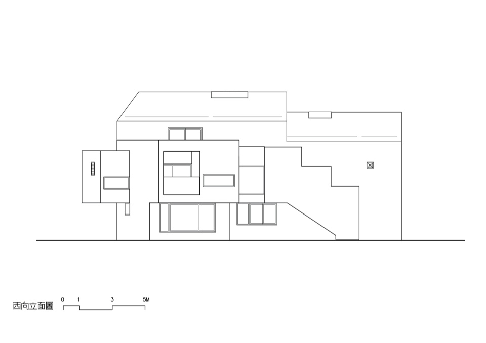 西向立面圖 竹北許宅 私人住宅 Taiwan House／徐純一 i²建築研究室