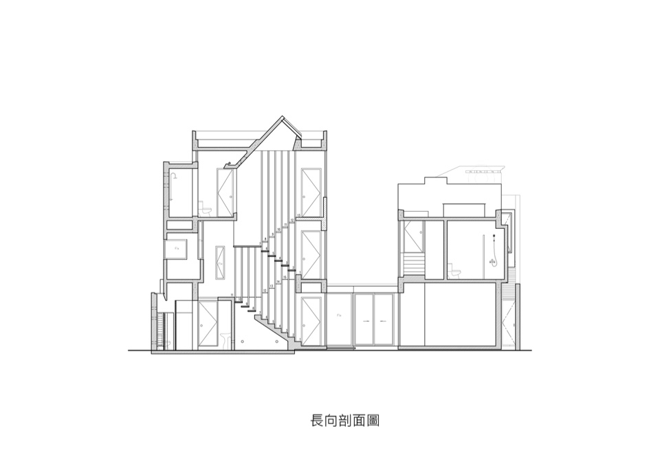 長向剖面圖 高雄路竹洪宅-小鐵道屋／徐純一 i²建築研究室