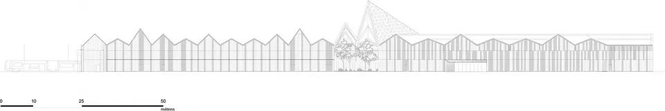 立面圖 Elevation 巴黎T9有軌電車維護與倉儲中心T9 tramway maintenance and warehousing center Paris/Ferrier Marchetti Studio