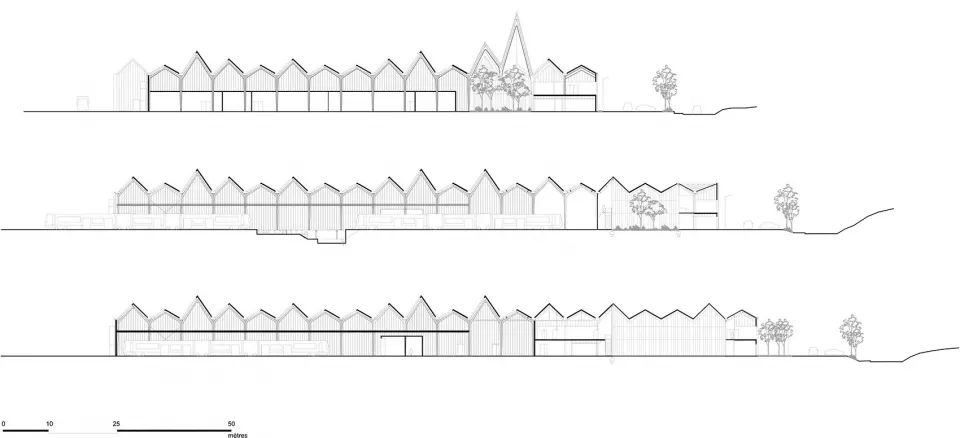 剖面圖 Section 巴黎T9有軌電車維護與倉儲中心T9 tramway maintenance and warehousing center Paris/Ferrier Marchetti Studio
