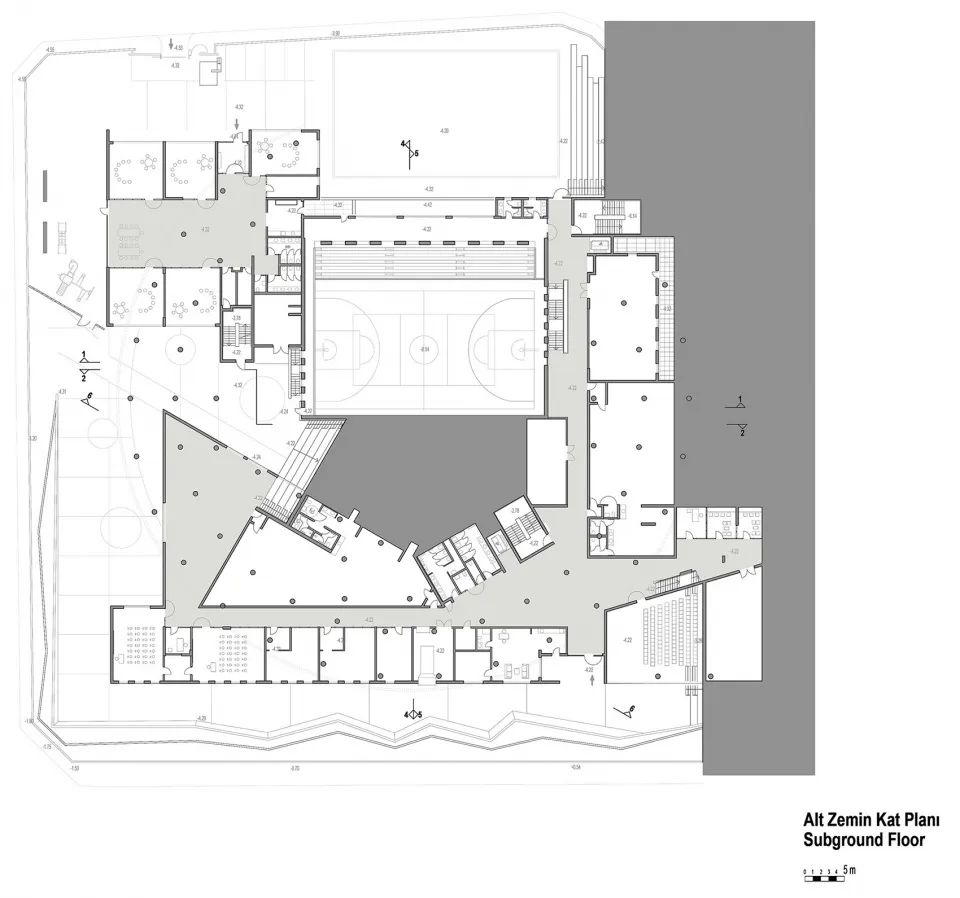 地下一樓平面圖 Plan Istanbul Akşemsettin Primary School 伊斯坦堡Akşemsettin小學／Uygur Architects