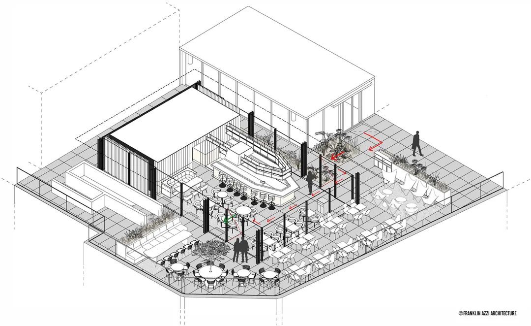 等角透視圖 LAFAYETTE ROOPTOP PAVILLON DES GALERIES LAFAYETTE 巴黎老佛爺百貨公司屋頂露台/Franklin Azzi Architecture
