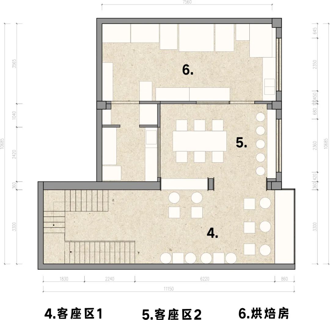 二樓平面圖 Plan 蘇州日系麵包店Poka Poka Bakery/築寸空間設計