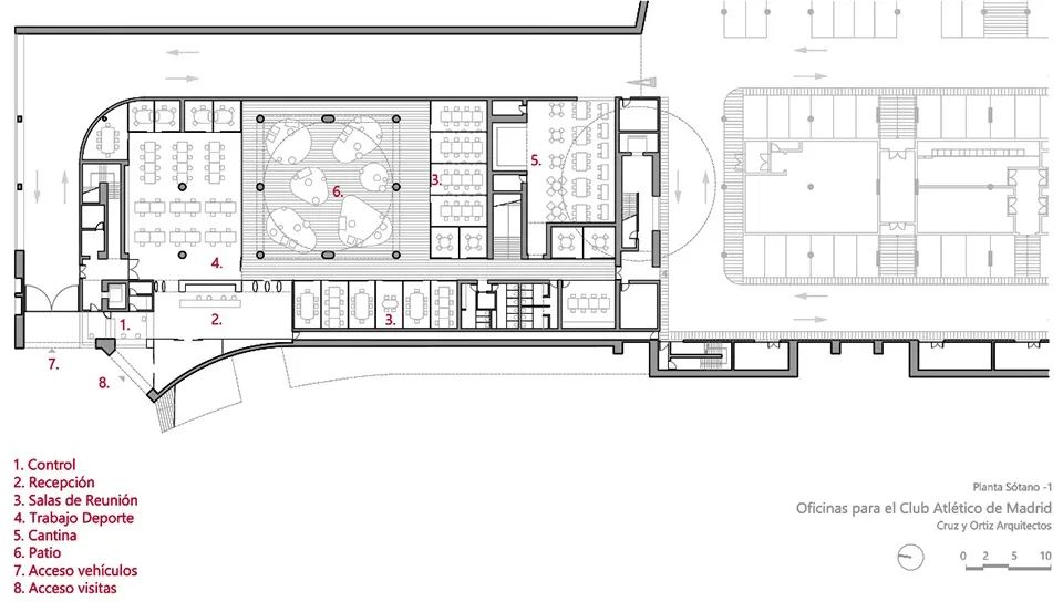 地下一樓平面圖 Plan ©Cruz y Ortiz Architects